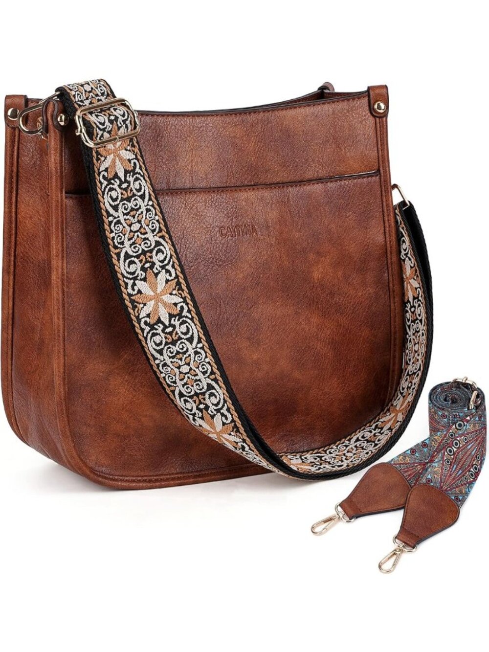 Trendy Vegan Leather Crossbody Hobo Bag for Women with Adjustable Straps